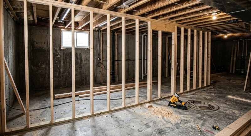 Basement Wall Framing in Kansas City, KS