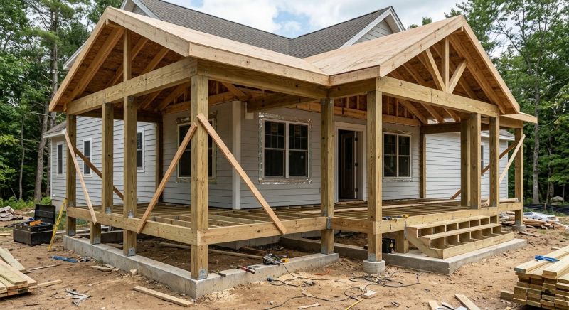 Porch Roof Framing in Conroe, TX