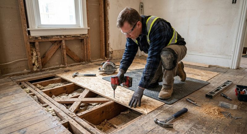 Sagging Floor Joist Repair in Kansas City, KS