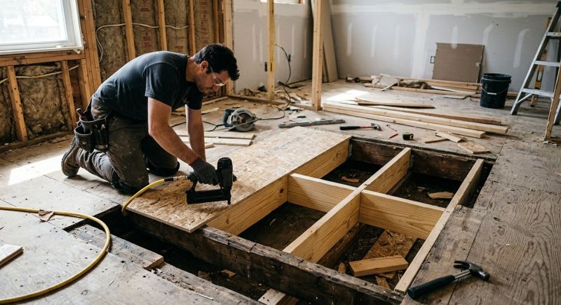 Sagging Floor Joist Repair in Kansas City, KS